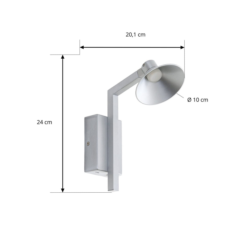 LED vegglampe Steve aluminium dimbar med USB-C 24 cm detalj av USB-port