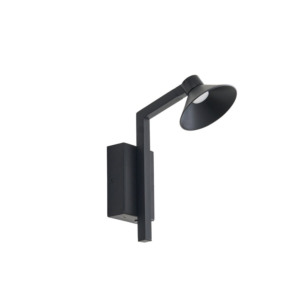 LED vegglampe Steve svart 24 cm USB dimbar 5W nærbilde av dimmer