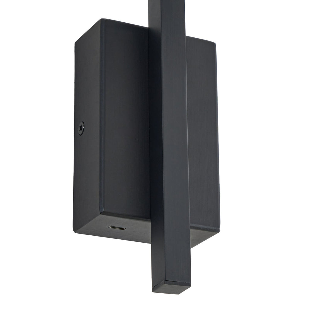 LED vegglampe Steve svart 24 cm USB dimbar 5W bryter på produkt