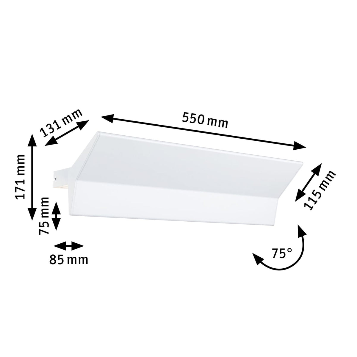 LED vegglampe Stine wallwasher 3-stegs dimbar hvit 55 cm sideprofil