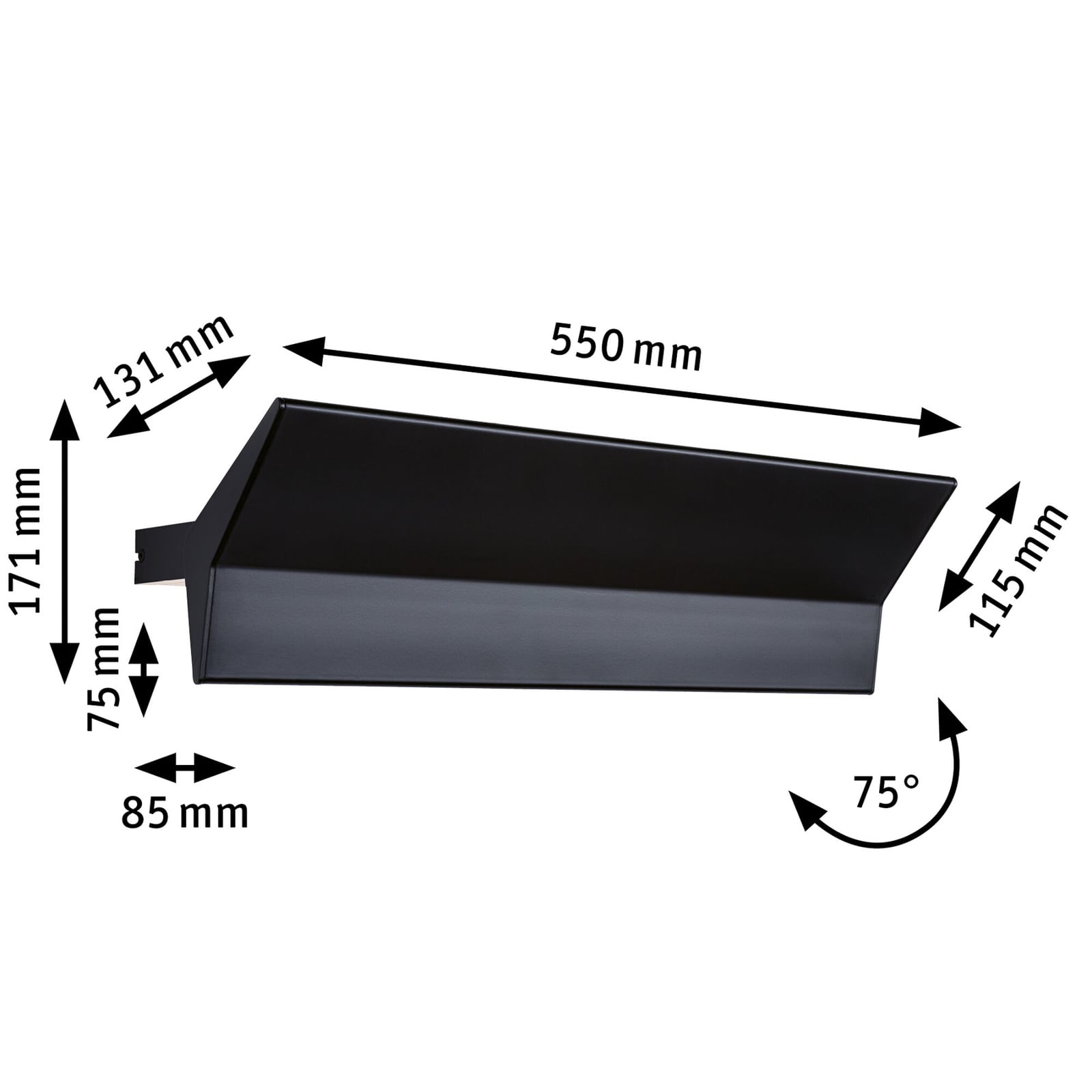LED vegglampe Stine wallwasher dimbar svart 55 cm 17W montert på vegg