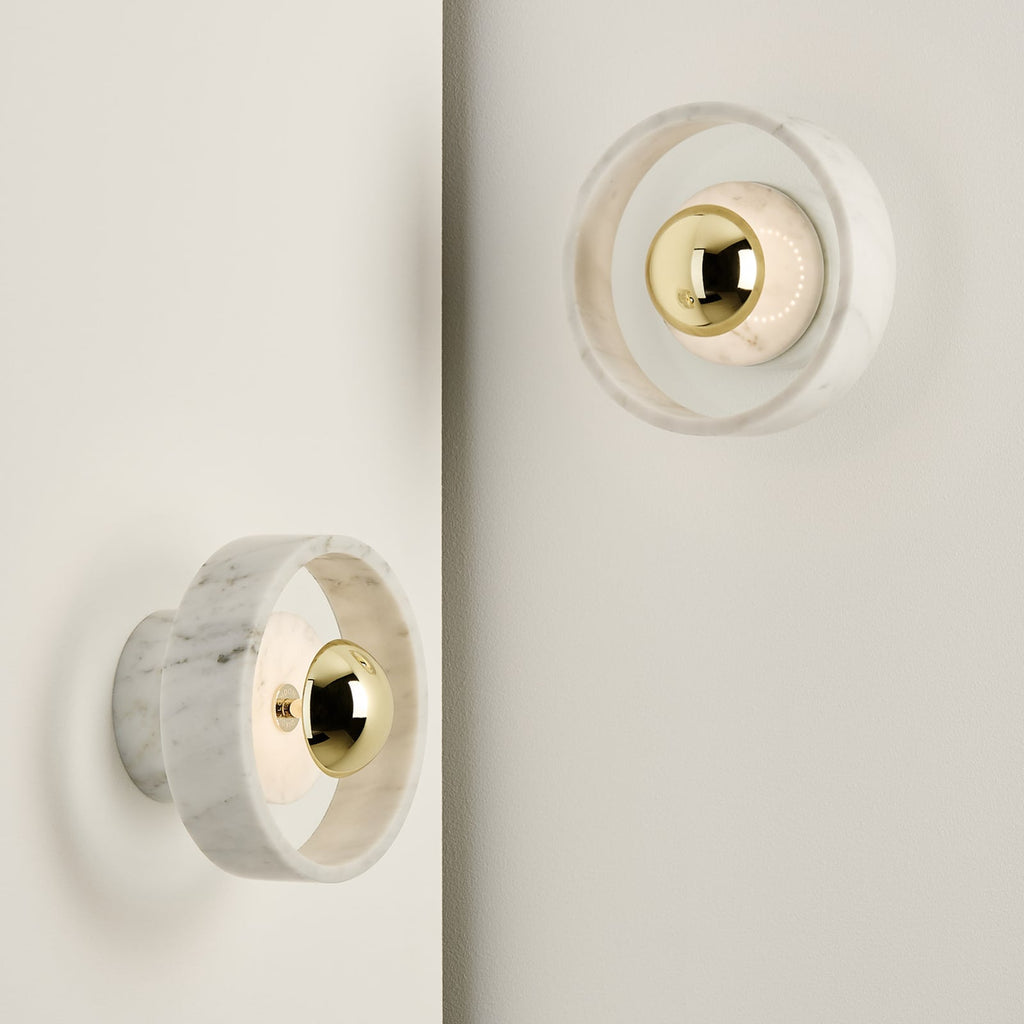 LED vegglampe Stone Wall marmor/glass dimbar IP44 Tom Dixon lysdetalj