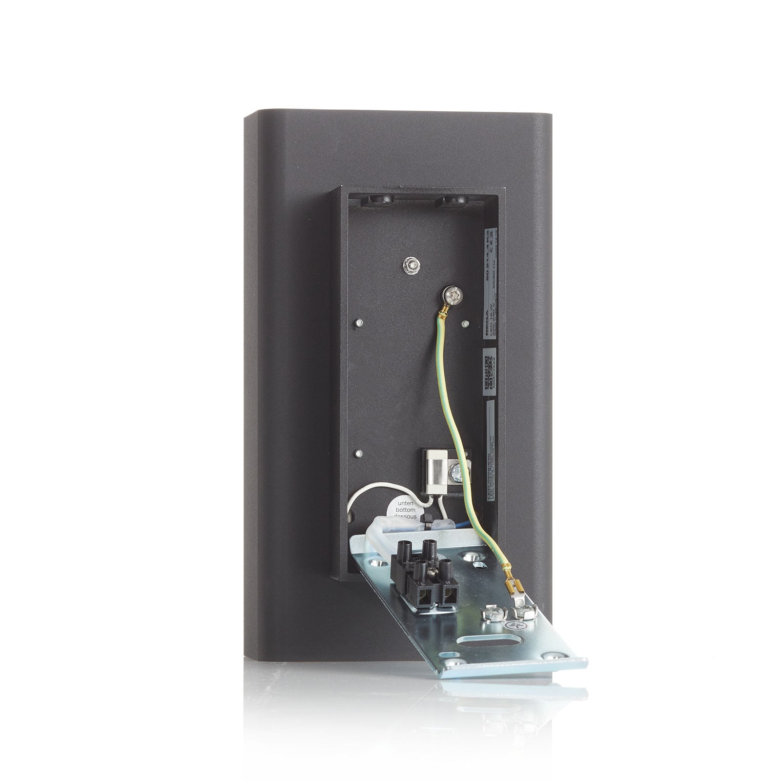 LED vegglampe Studio Line smal svart aluminium veggfeste detalj