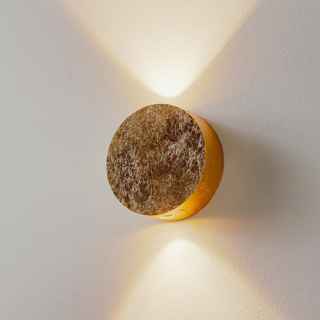 LED vegglampe Sunny opp og ned bladgull 13 cm forfra