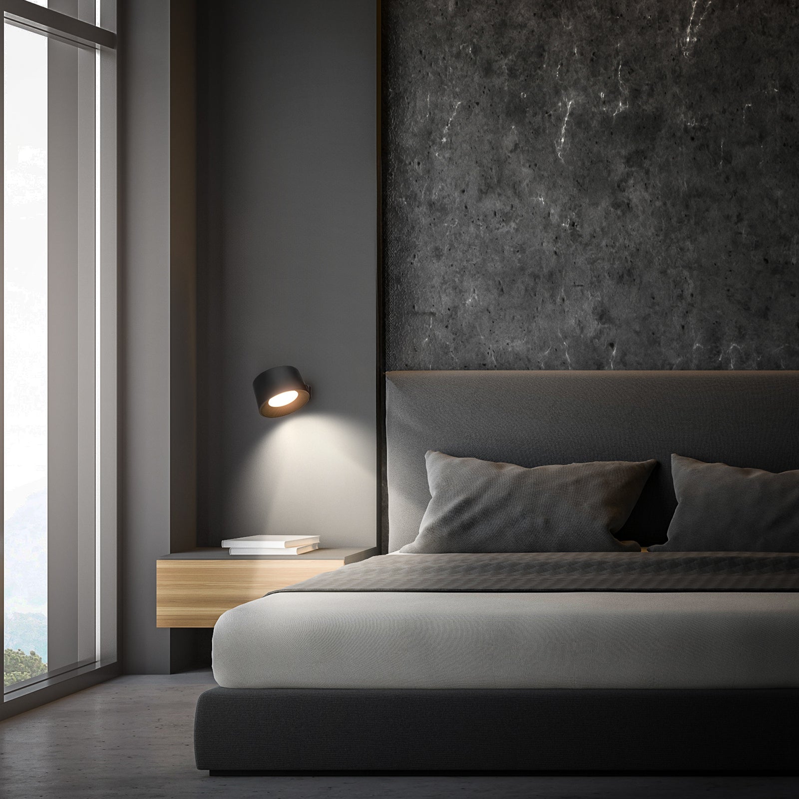 LED vegglampe Tari oppladbar CCT berøringsdimmer svart detalj av berøringsdimmer
