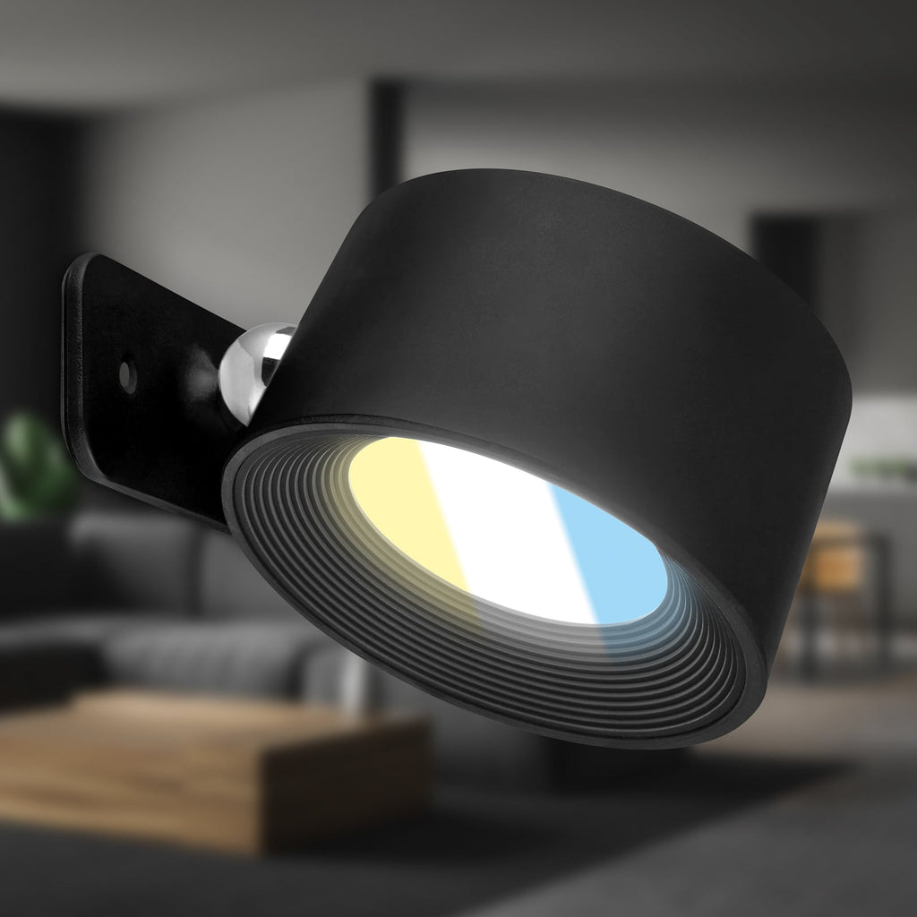 LED vegglampe Tari oppladbar CCT berøringsdimmer svart nærbilde av LED-lys