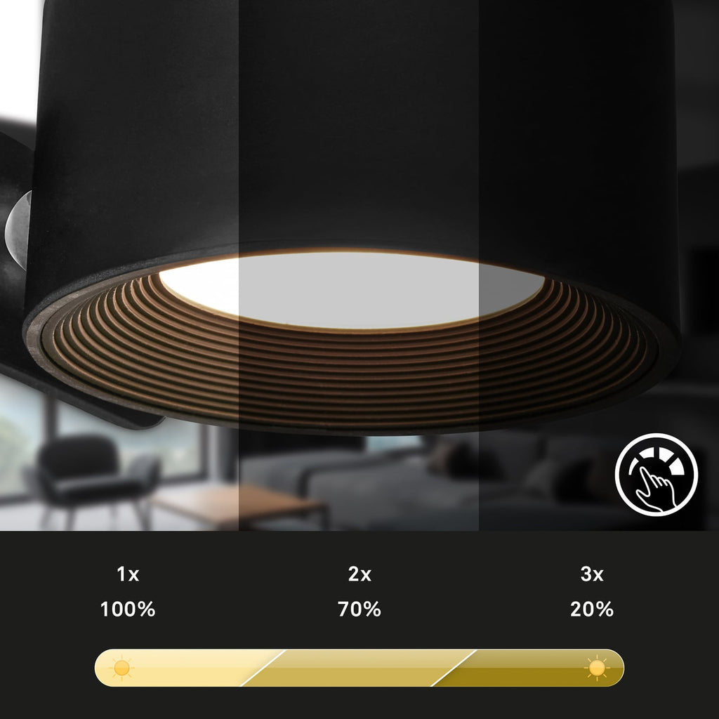 LED vegglampe Tari oppladbar CCT berøringsdimmer svart sideprofil