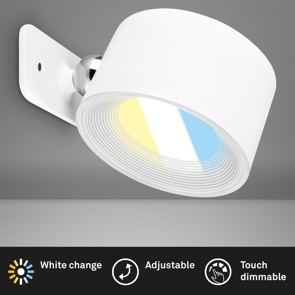 LED vegglampe Tari oppladbar dimbar CCT hvit USB med bryter
