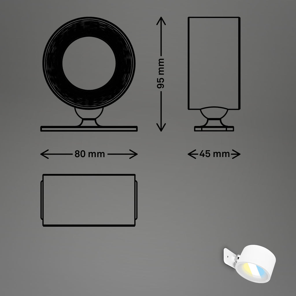 LED vegglampe Tari oppladbar dimbar CCT hvit USB montert på vegg