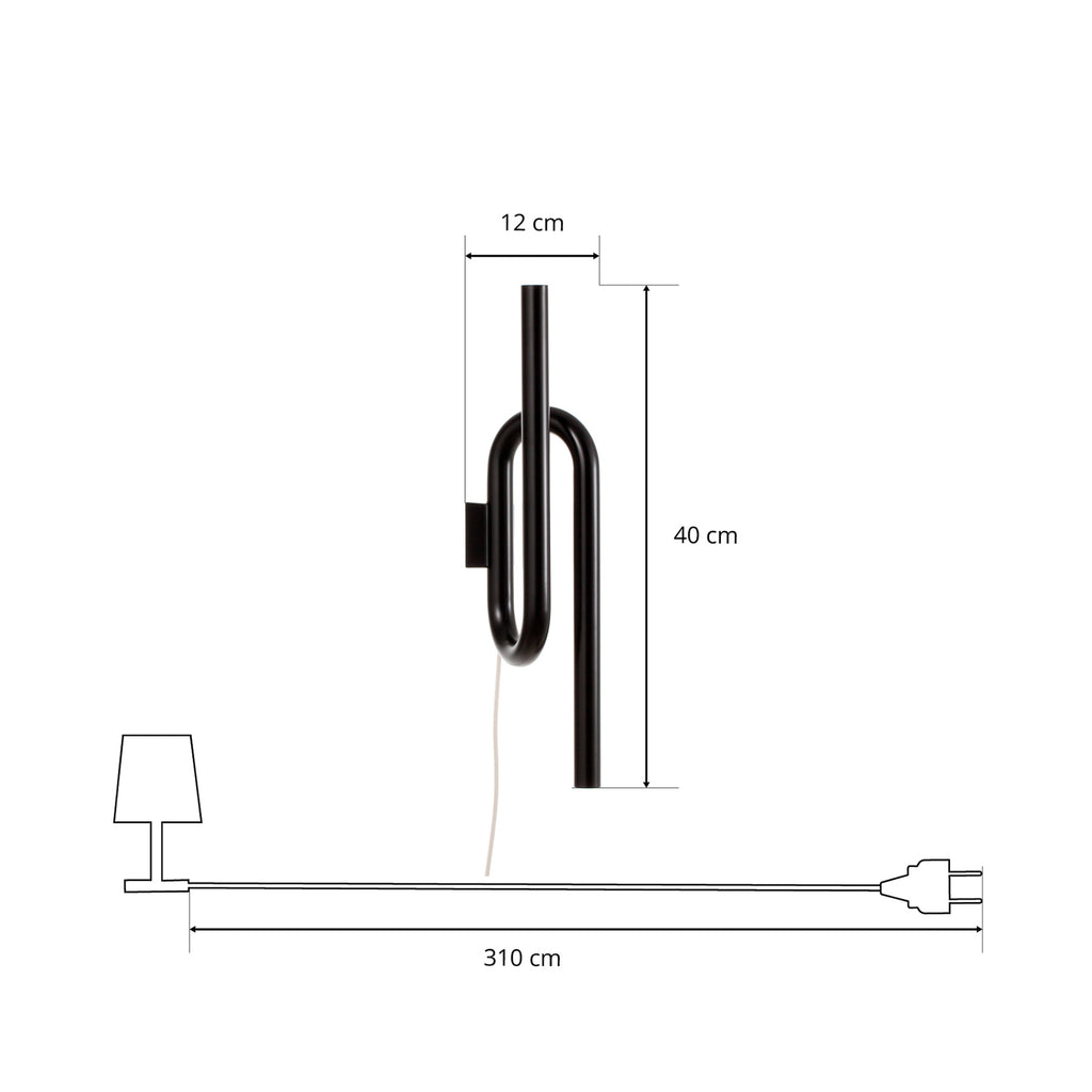 LED vegglampe Tobia opp og ned svart 40 cm med bryter lys nedover