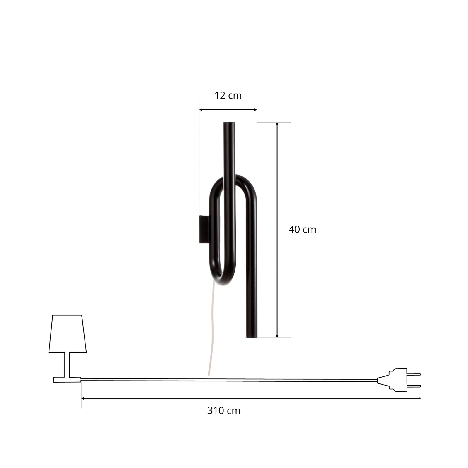 LED vegglampe Tobia opp og ned svart 40 cm med bryter lys nedover