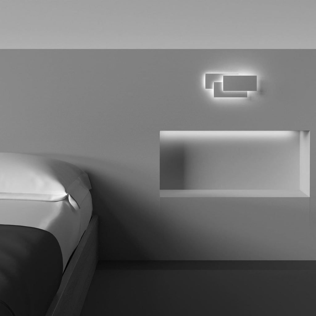 LED vegglampe Trame rektangulær hvit metall 12W bakside