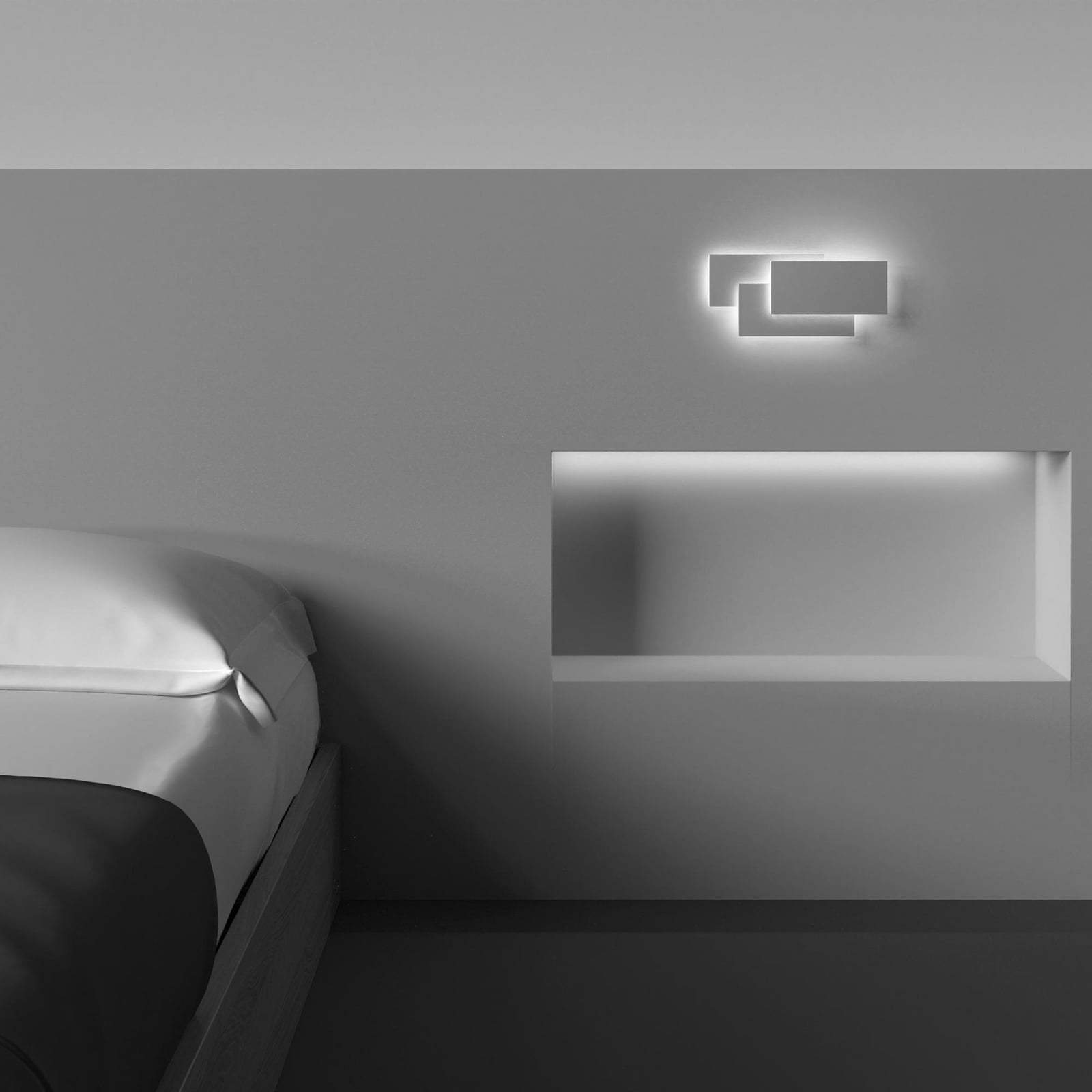 LED vegglampe Trame rektangulær hvit metall 12W bakside