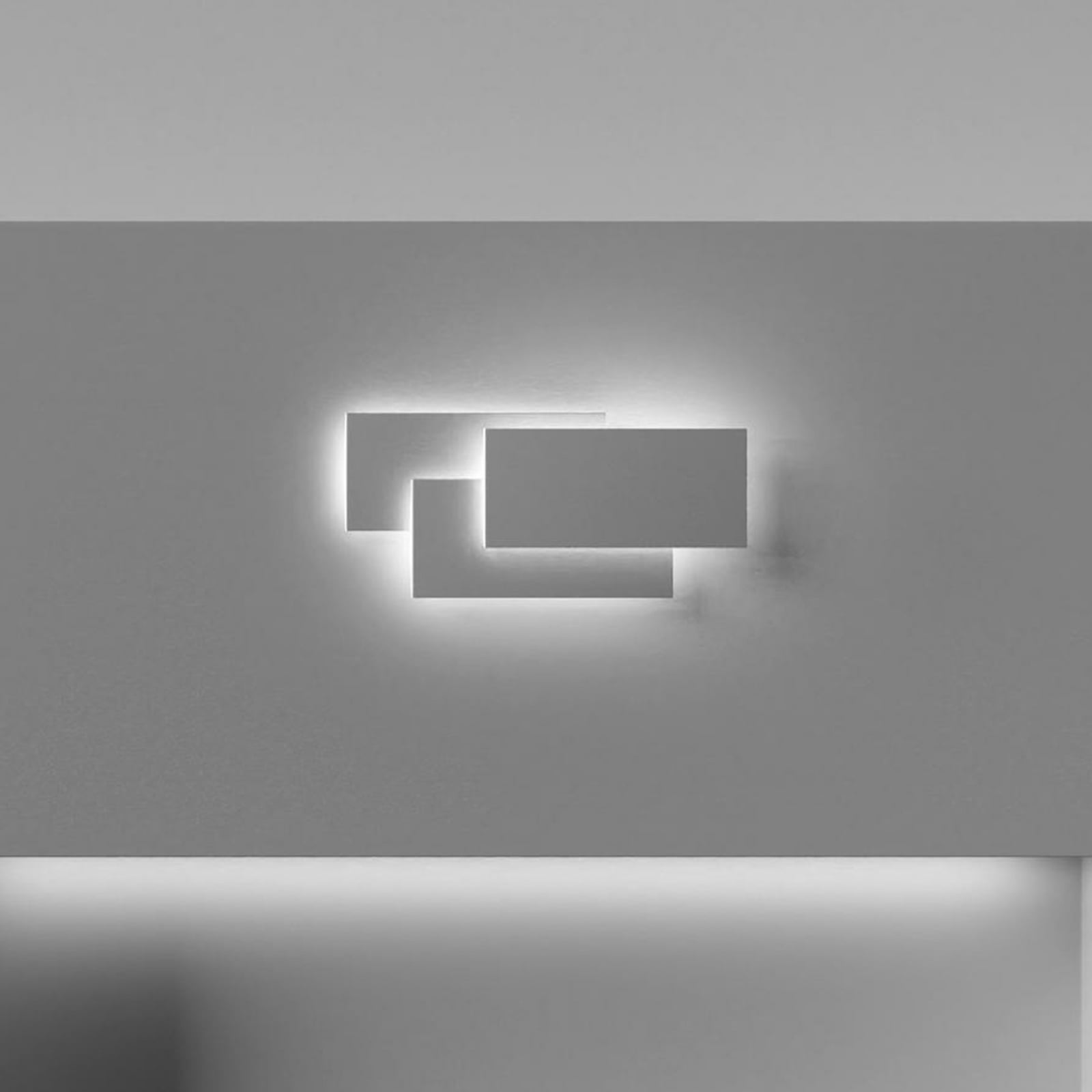 LED vegglampe Trame rektangulær hvit metall 12W front
