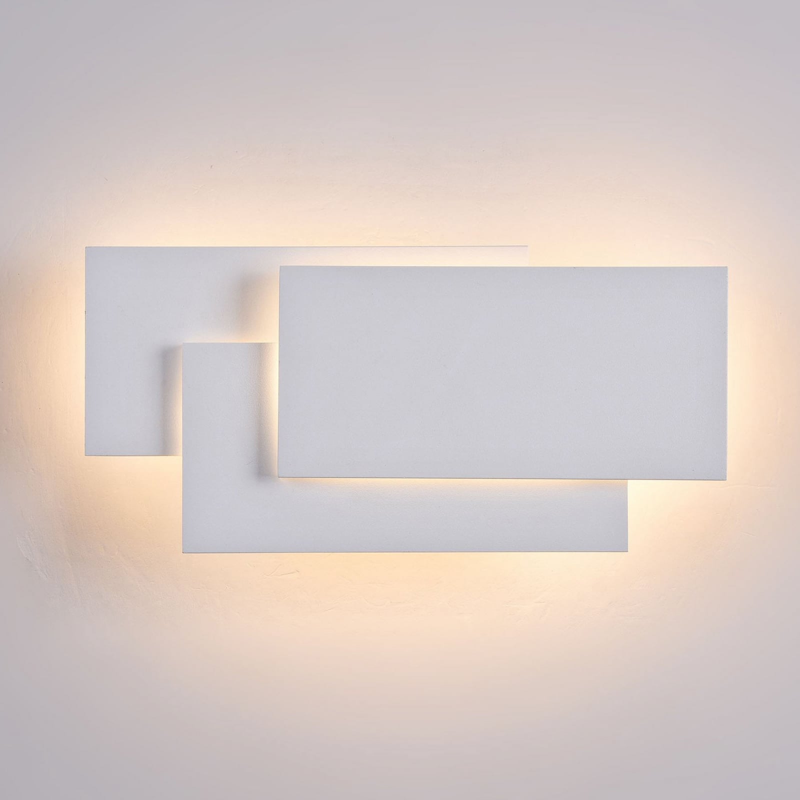 LED vegglampe Trame rektangulær hvit metall 12W montert i rom