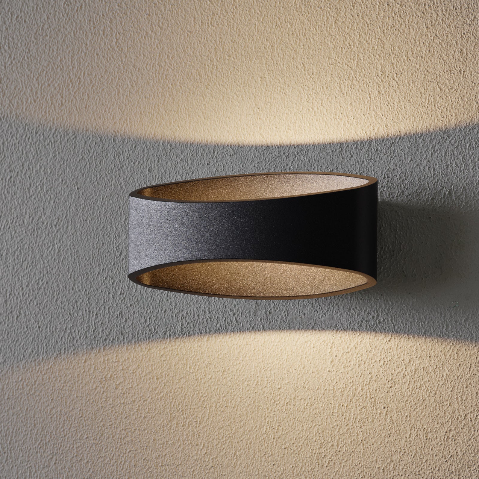 LED vegglampe Trame oval opp og ned svart 5W forfra