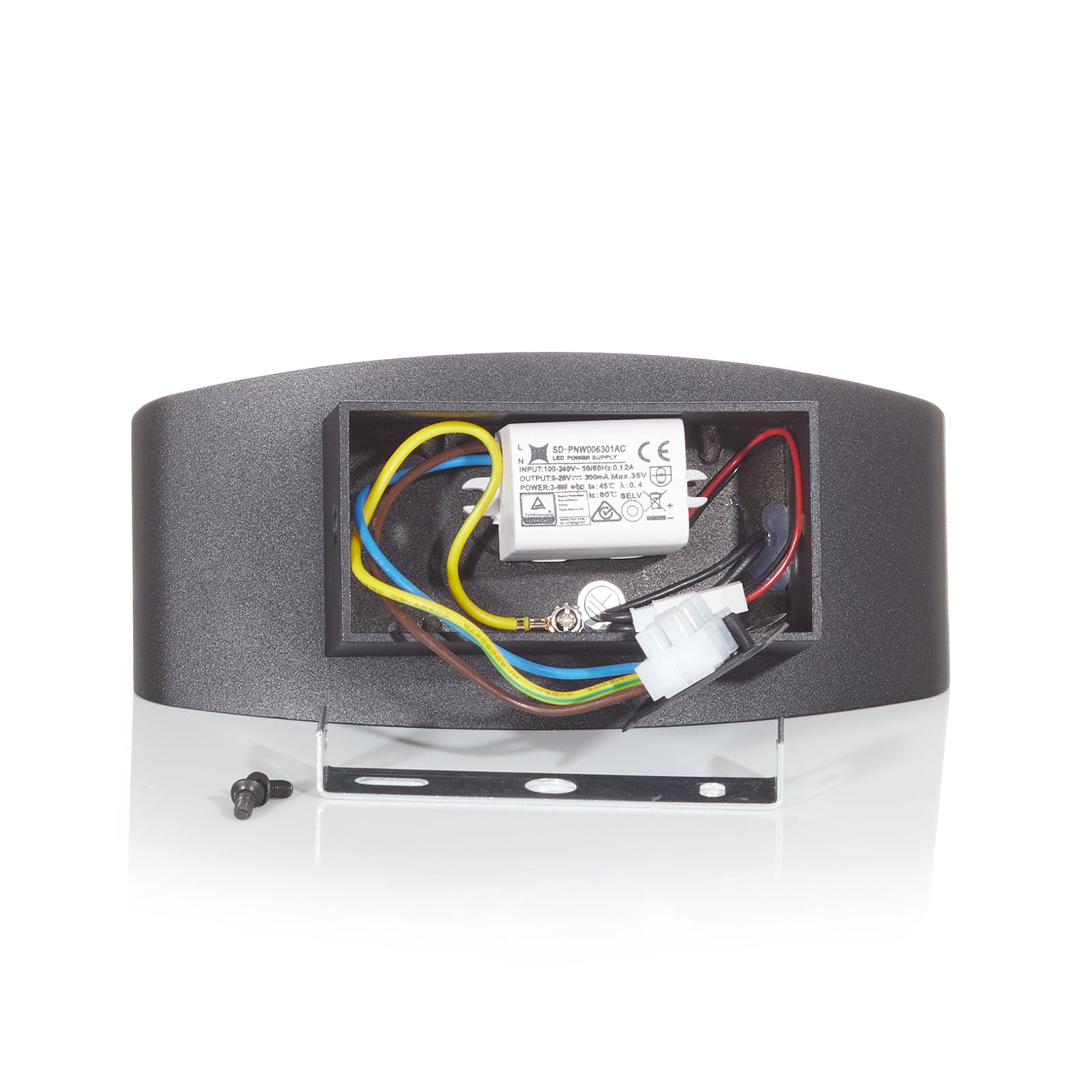 LED vegglampe Trame oval opp og ned svart 5W metallhus
