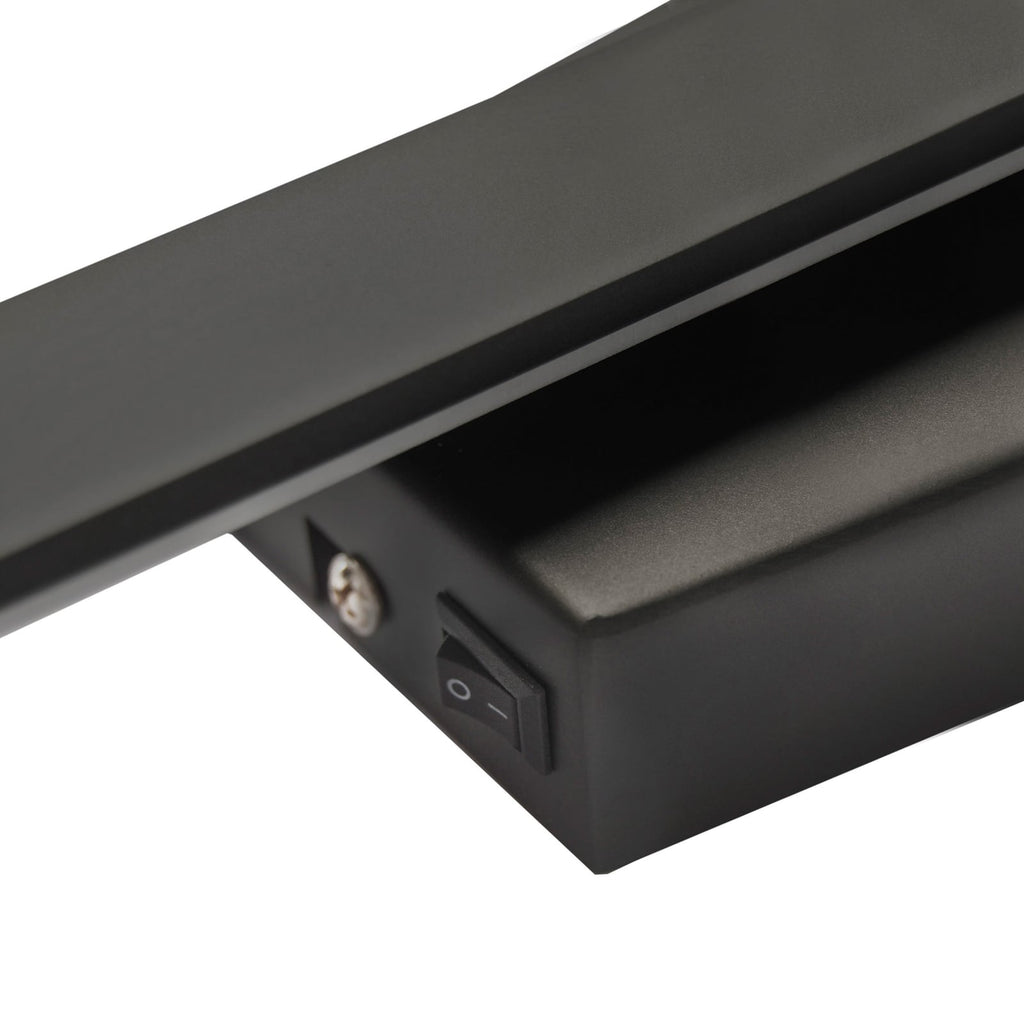 LED vegglampe Trevor med bryter svart metall 62 cm detalj av armatur