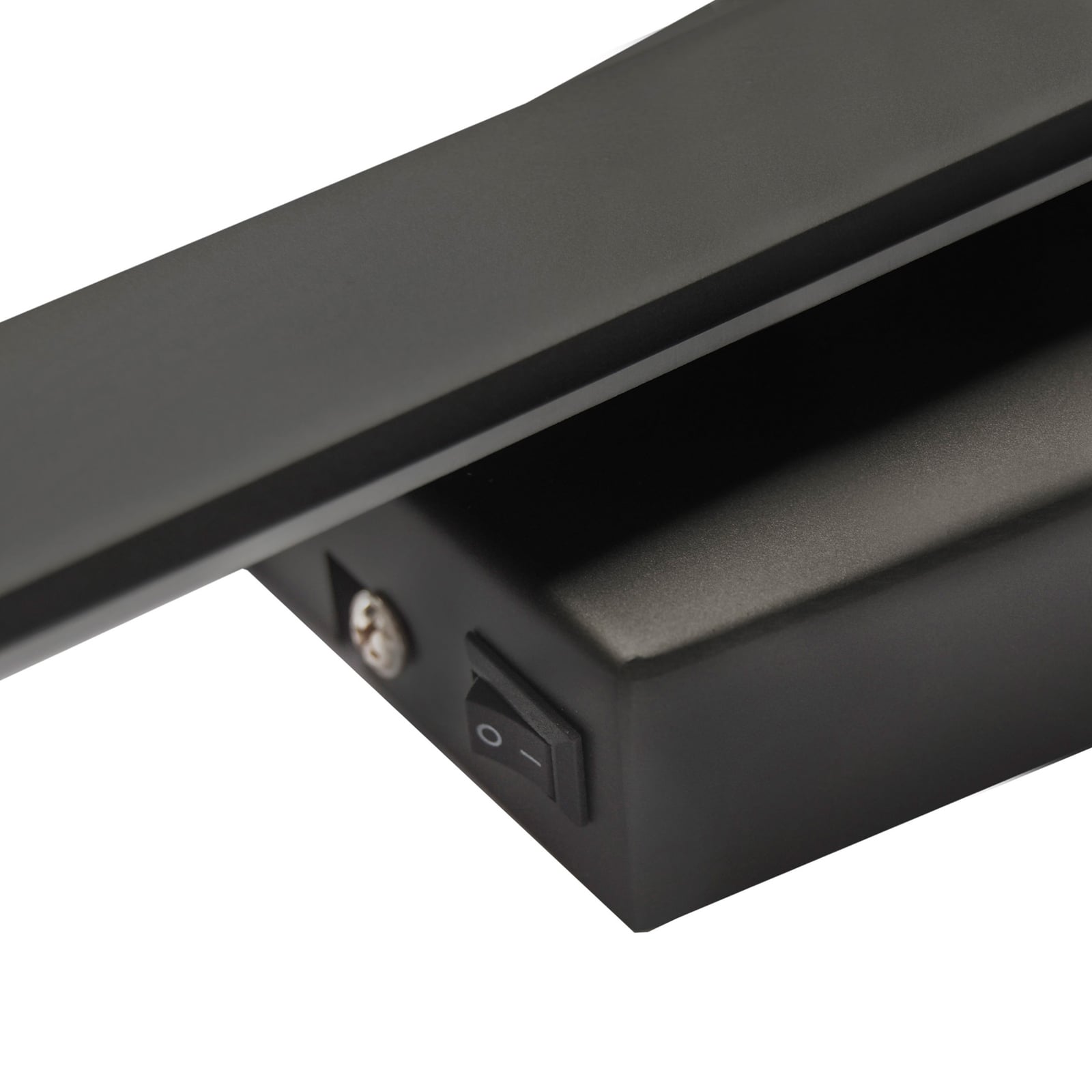 LED vegglampe Trevor med bryter svart metall 62 cm detalj av armatur