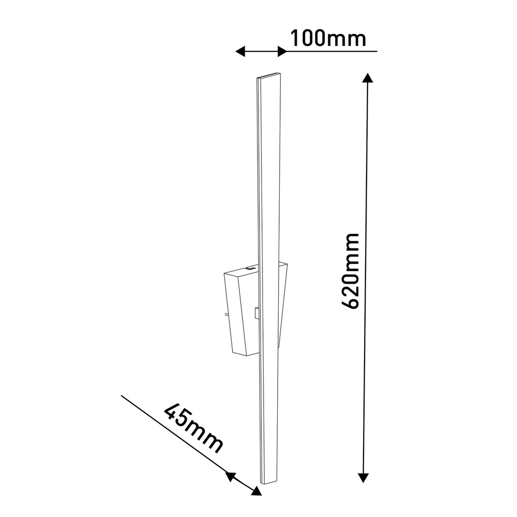 LED vegglampe Trevor med bryter svart metall 62 cm helhetsbilde i rom