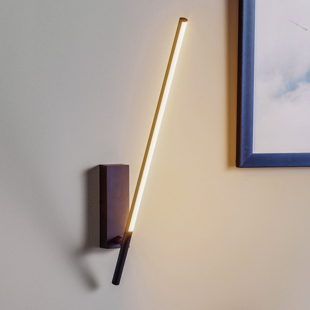 LED vegglampe Tubs svingbar svart aluminium 60 cm forfra