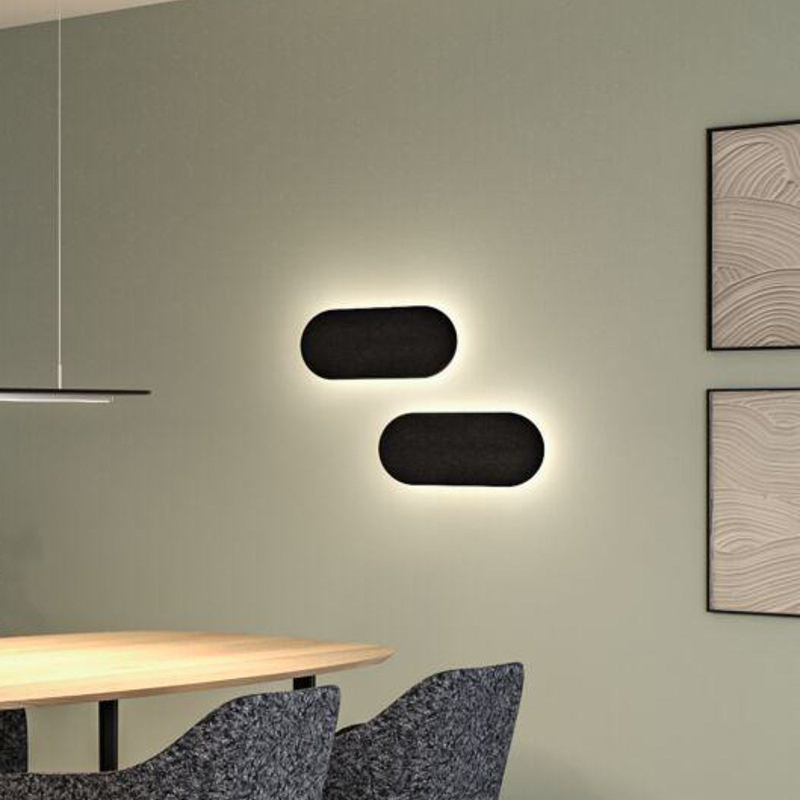 LED vegglampe Tulga filt antrasitt bakside