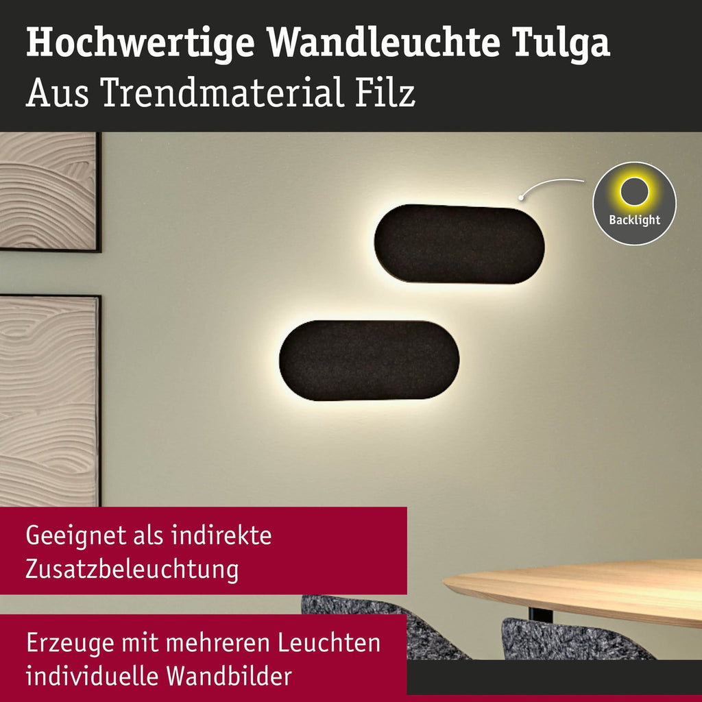 LED vegglampe Tulga filt antrasitt dimmefunksjon