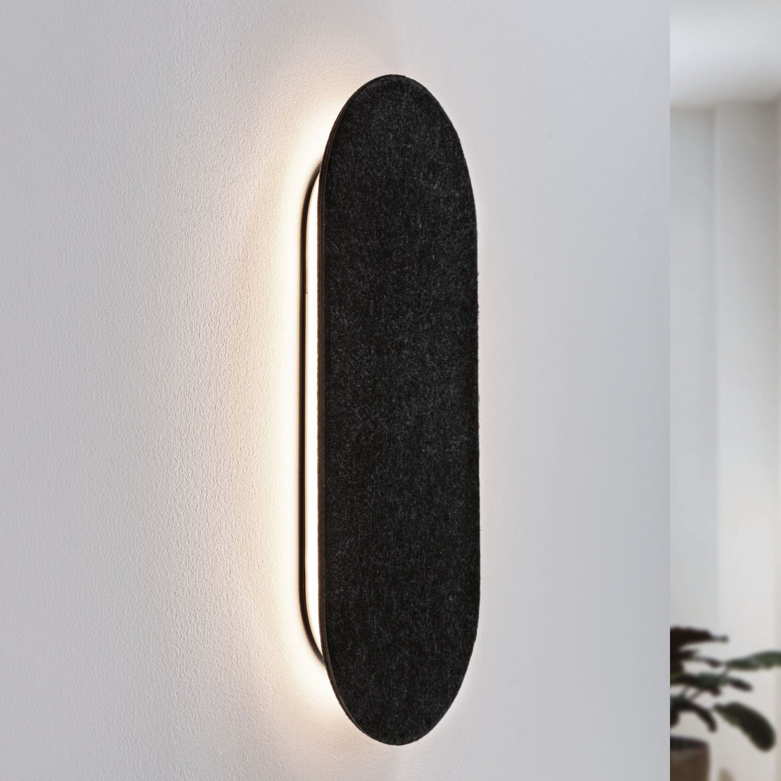 LED vegglampe Tulga filt antrasitt forfra