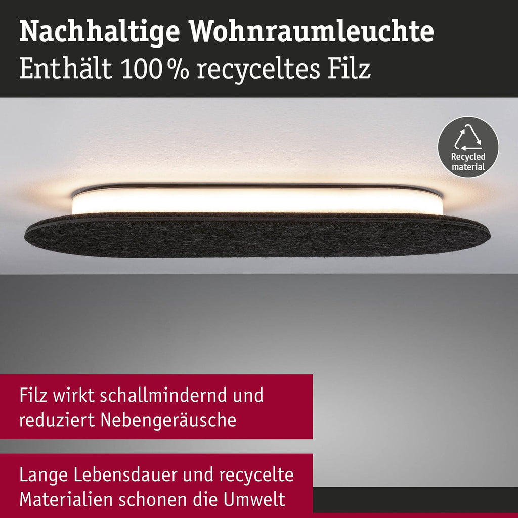 LED vegglampe Tulga filt antrasitt med lys på