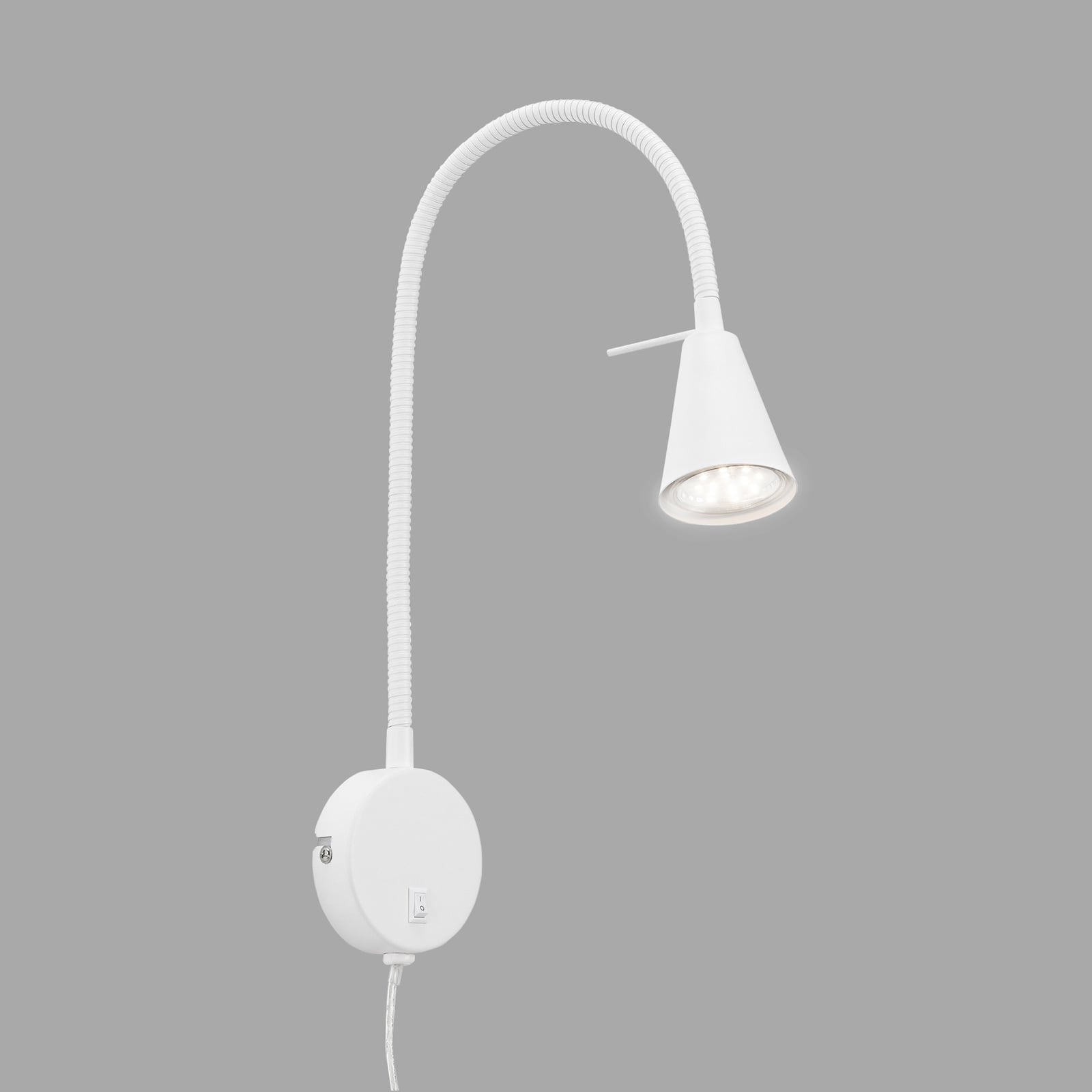 Bakside av LED vegglampe Tusa hvit med fleksarm 45 cm Briloner