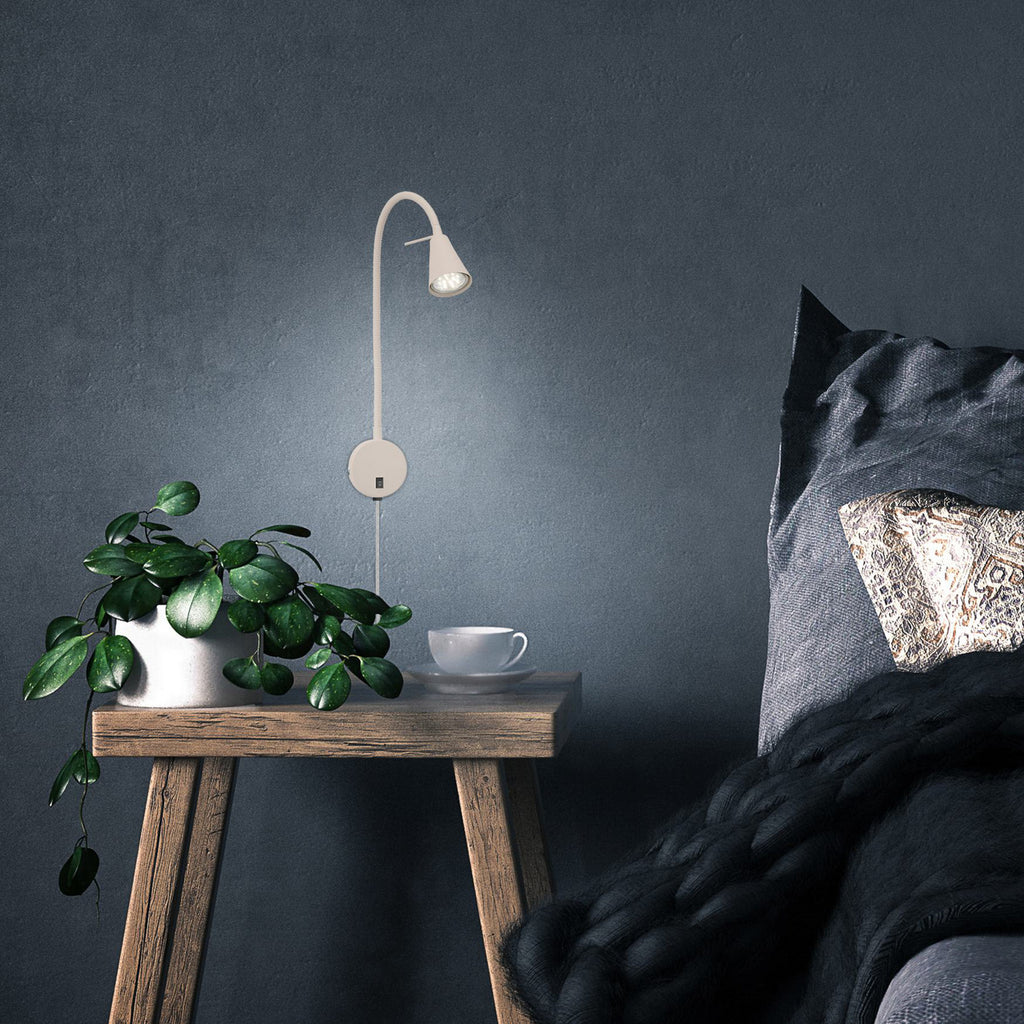 LED vegglampe Tusa med fleksarm beige 45 cm GU10 bakside