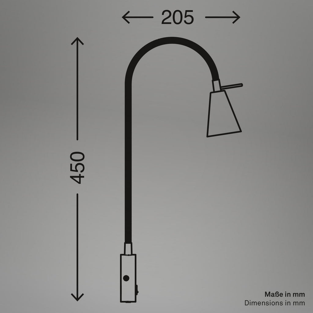 Montert LED vegglampe Tusa med fleksarm beige 45 cm GU10 ved seng