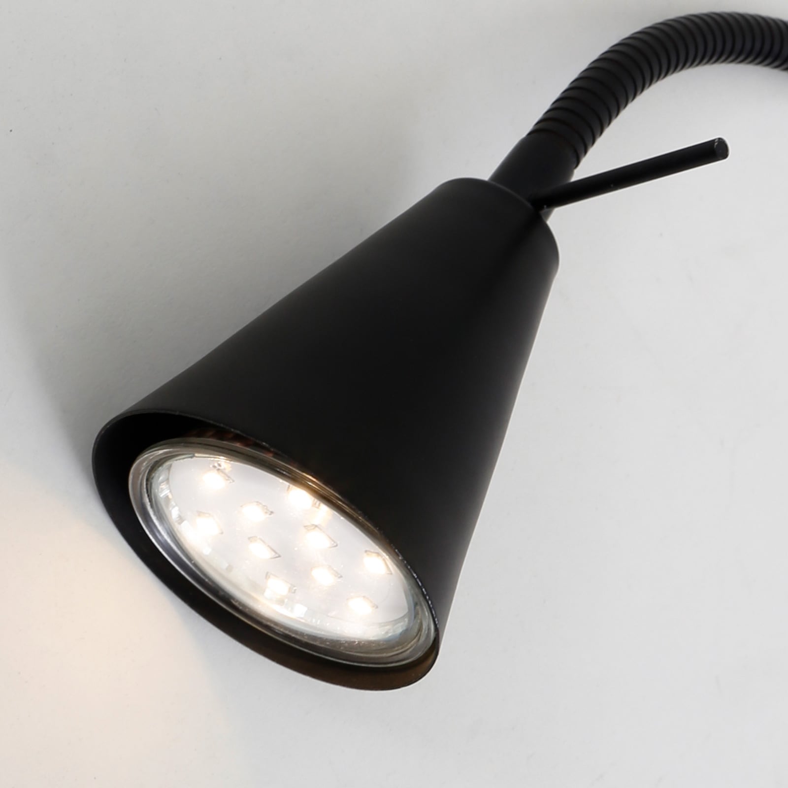 LED vegglampe Tusa svart med fleksarm 45 cm GU10 bakside