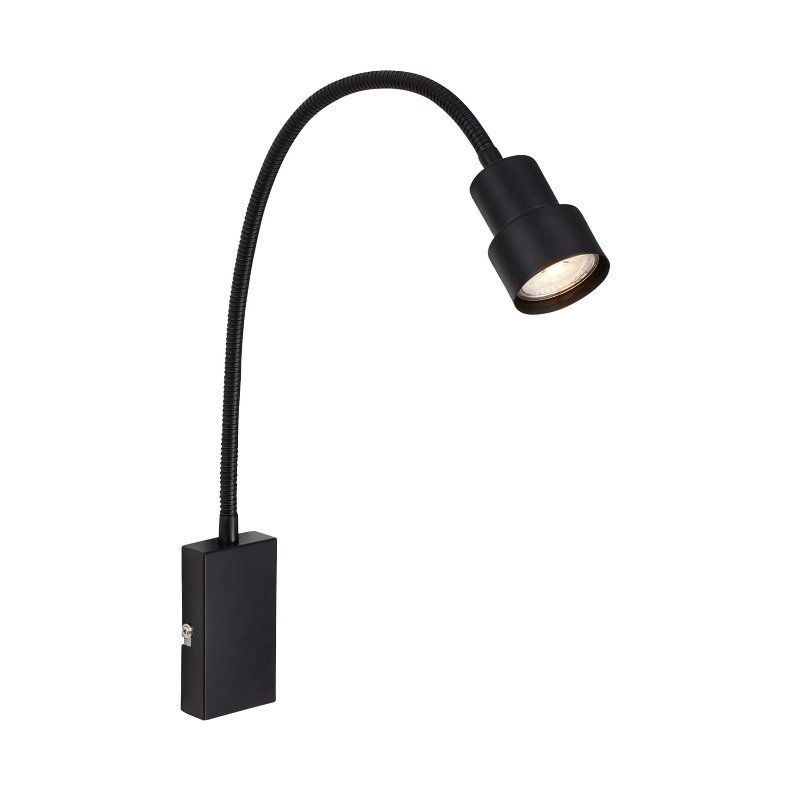 LED vegglampe Tusi med fleksarm svart GU10 forfra