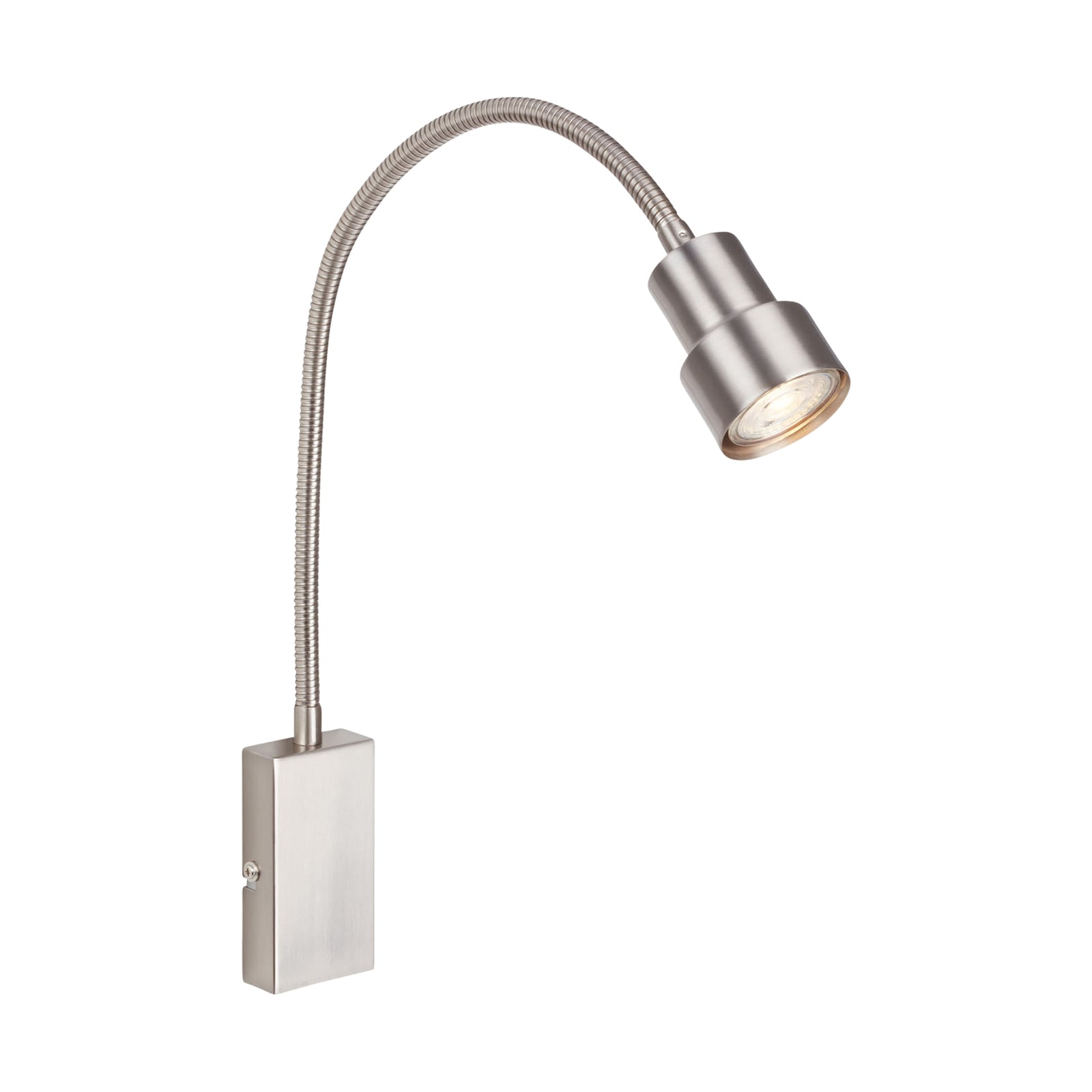 LED vegglampe Tusi med fleksarm matt nikkel foran