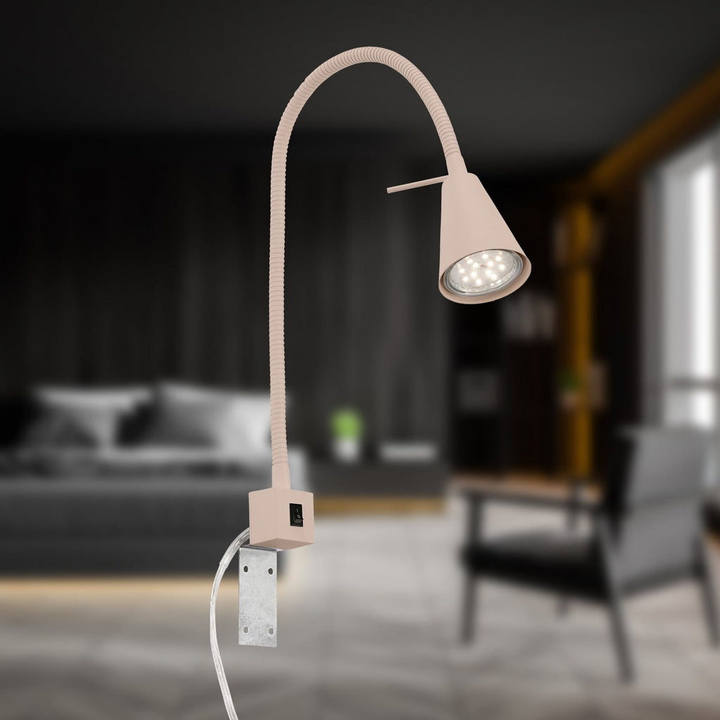 LED vegglampe Tuso med fleksarm beige metall detalj av fleksarm