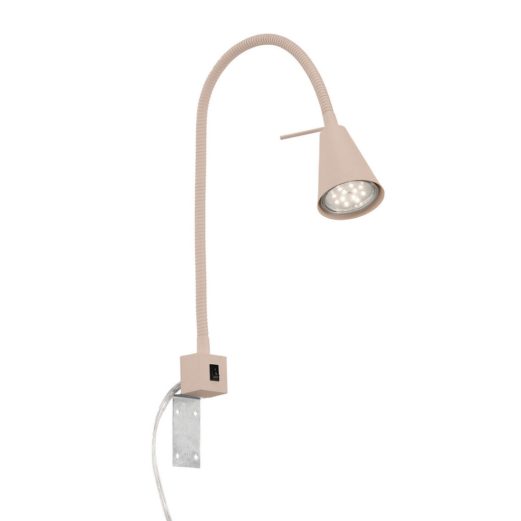 LED vegglampe Tuso med fleksarm beige metall montert ved seng