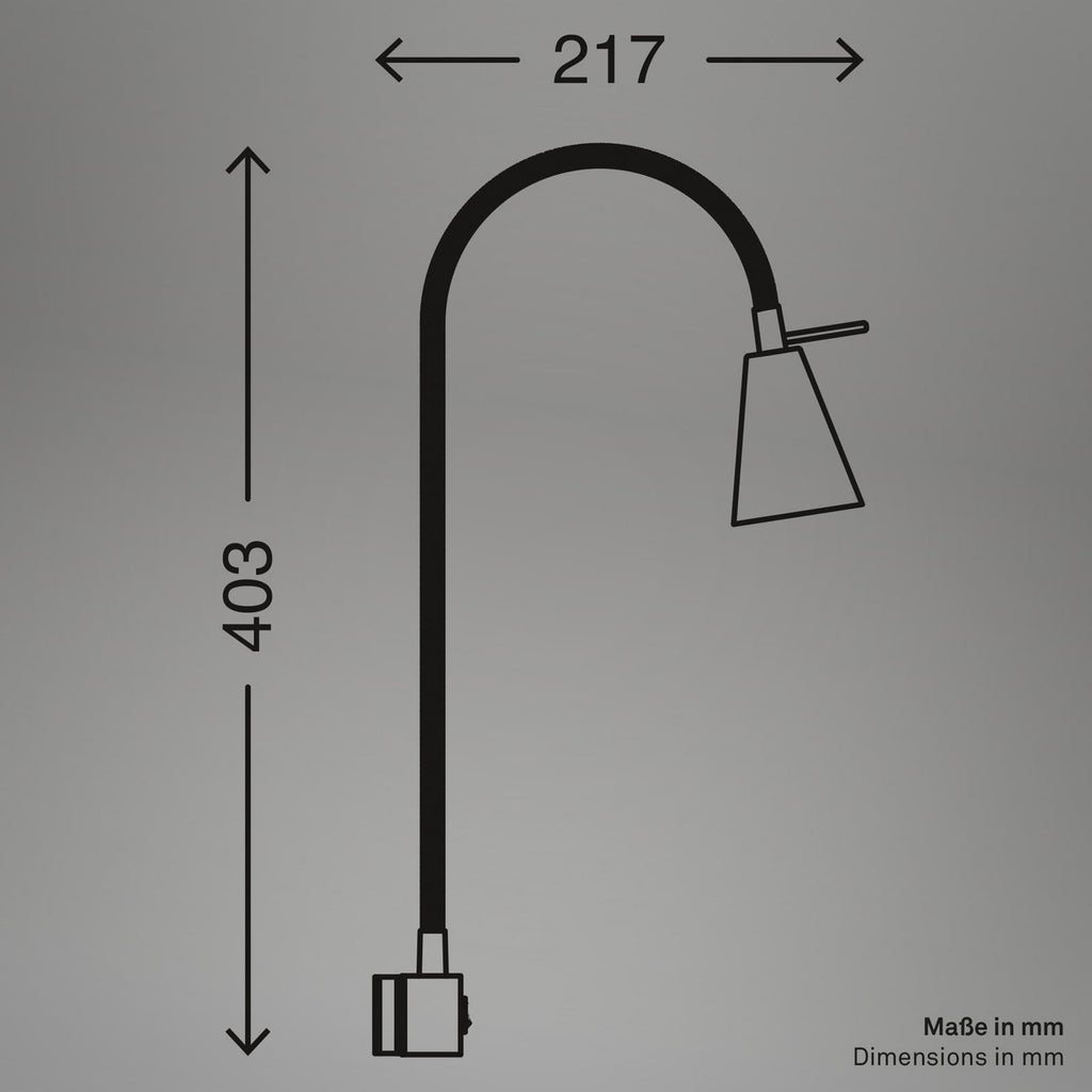 LED vegglampe Tuso med fleksarm beige metall nærbilde av bryter