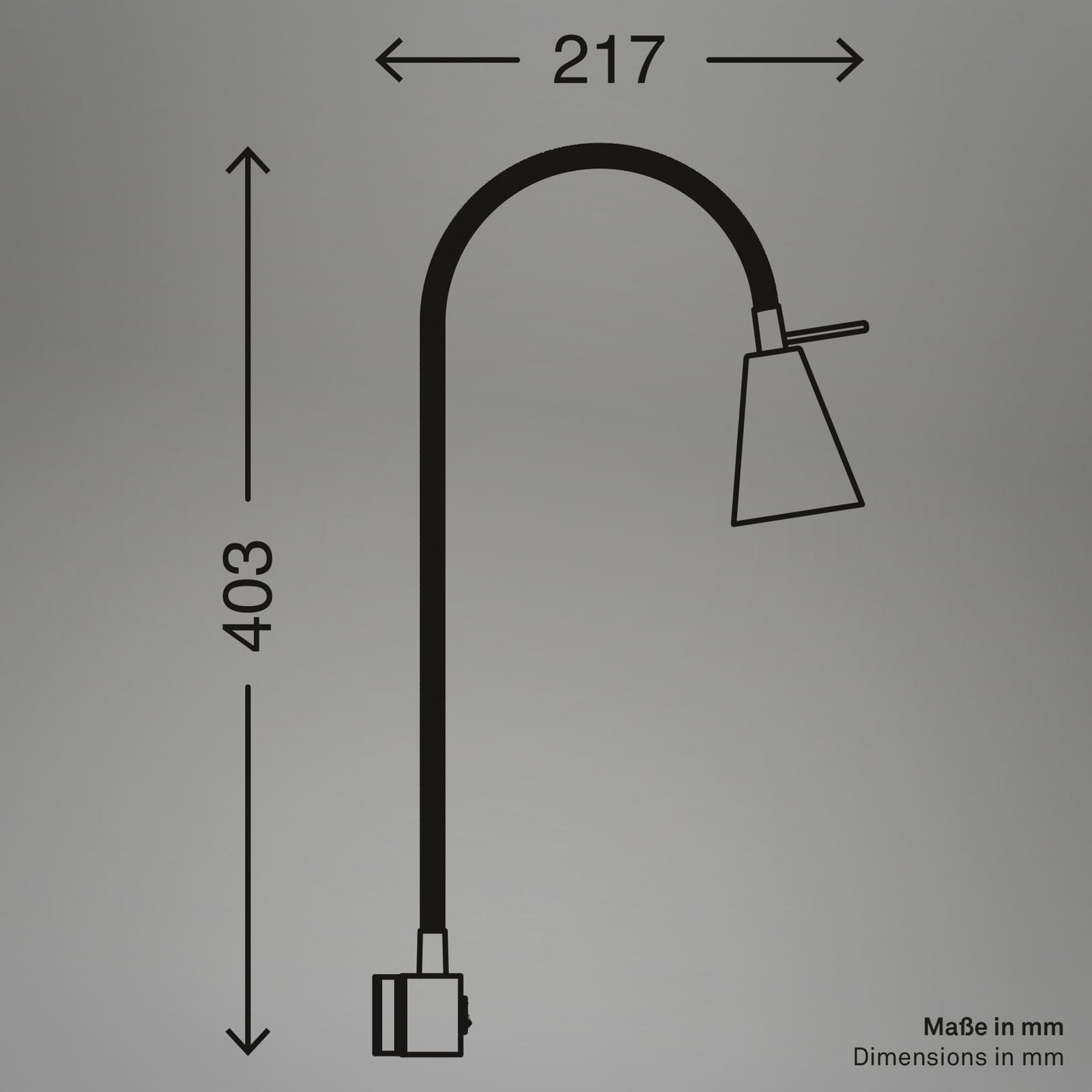 LED vegglampe Tuso med fleksarm beige metall nærbilde av bryter