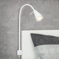 LED vegglampe Tuso med fleksarm hvit metall forfra