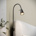 LED vegglampe Tuso med fleksarm svart metall forfra