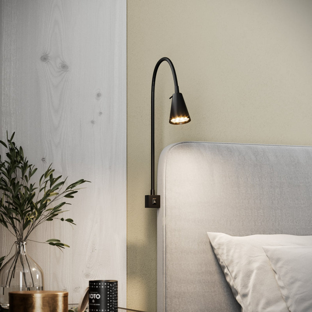 LED vegglampe Tuso med fleksarm svart metall bakside
