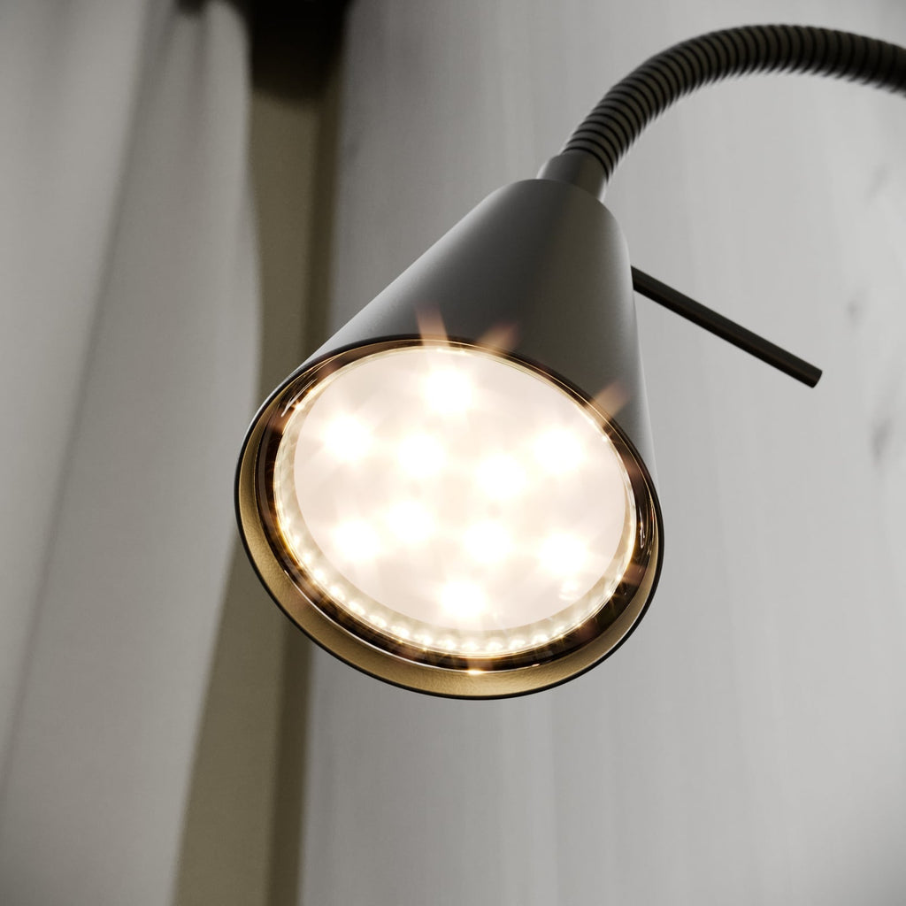 LED vegglampe Tuso med fleksarm svart metall lysdetalj