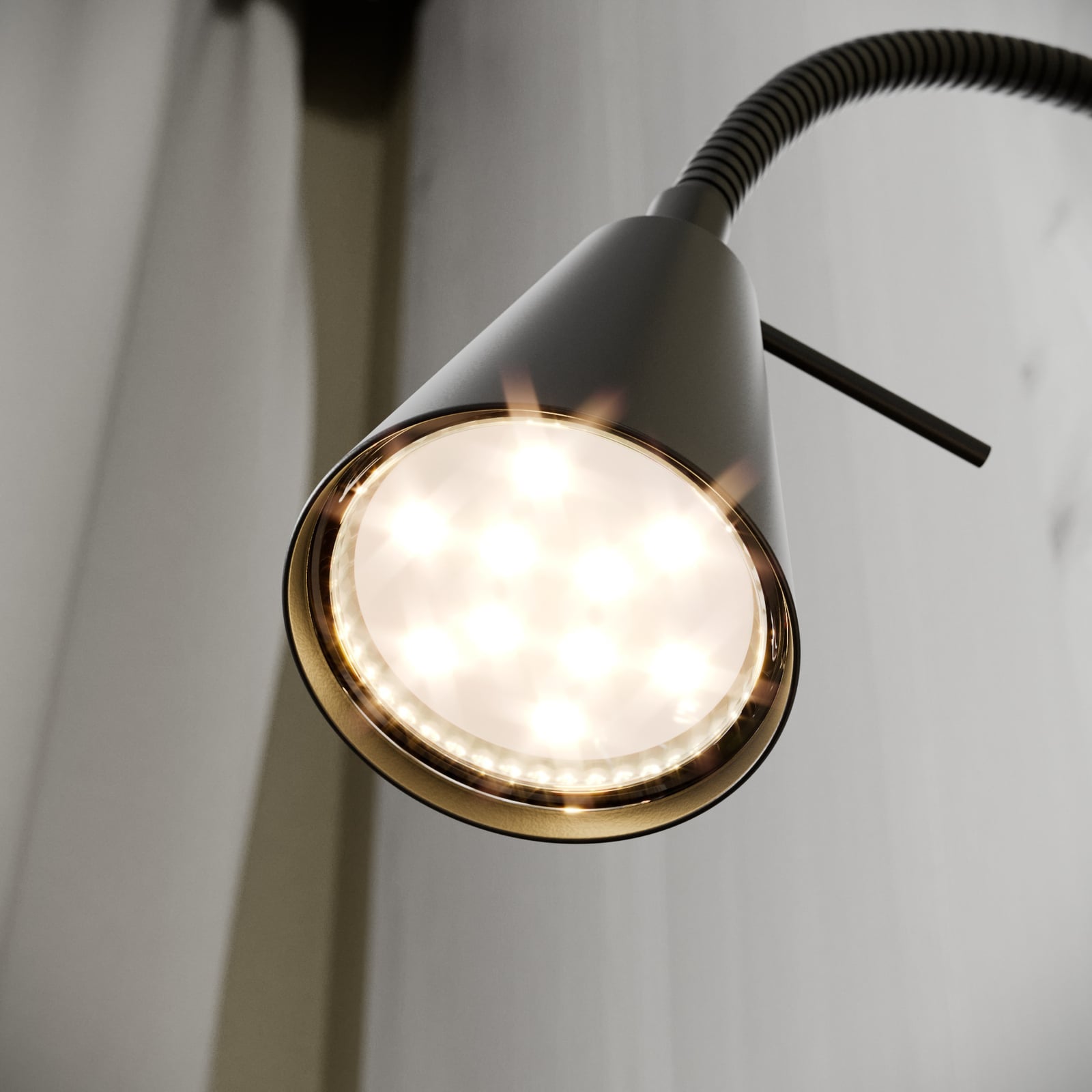 LED vegglampe Tuso med fleksarm svart metall lysdetalj