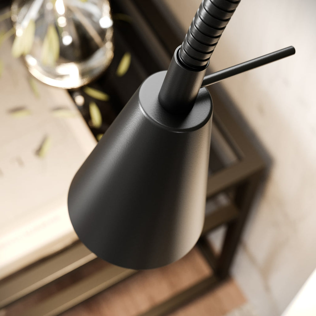 LED vegglampe Tuso med fleksarm svart metall kabeldetalj