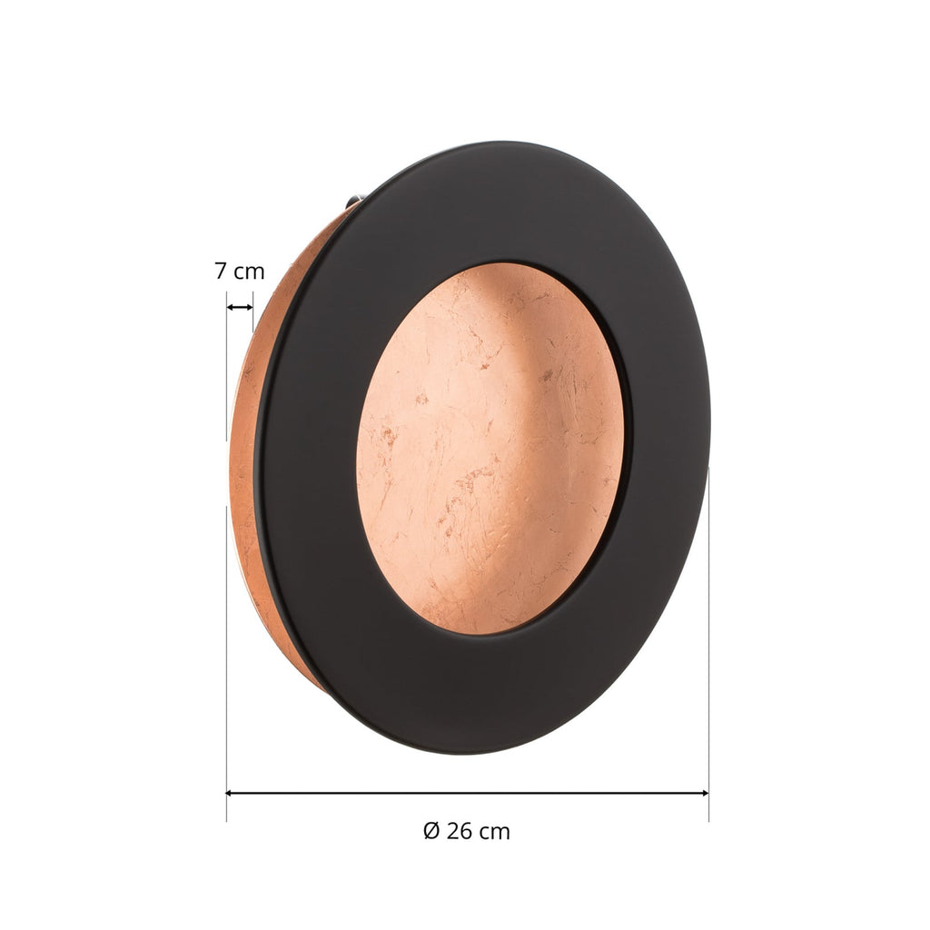 LED vegglampe Vera dimbar kobber/svart Ø26 cm - ICONE