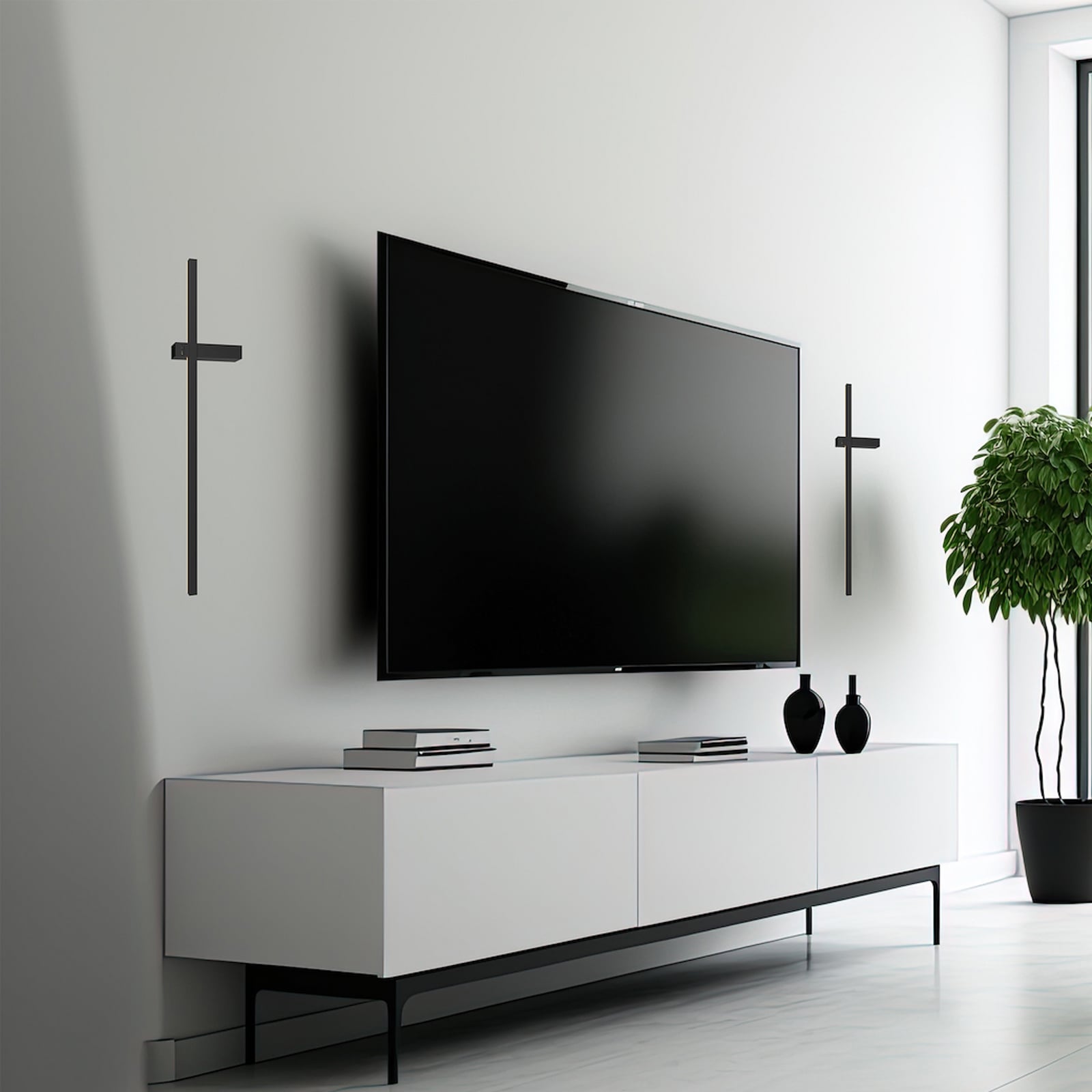 LED vegglampe Vision metall svart 60 cm varmhvit 8W bakside