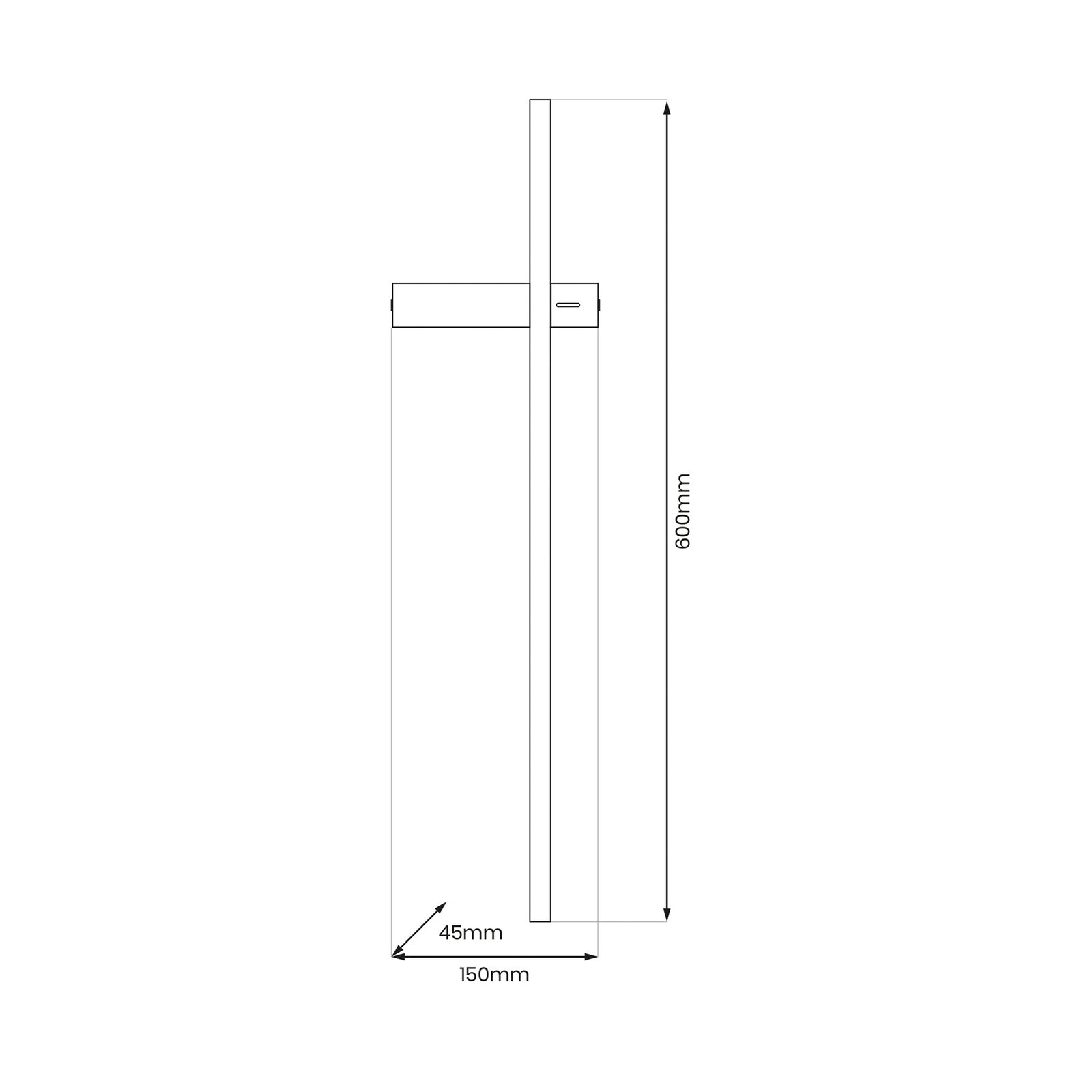 LED vegglampe Vision metall svart 60 cm varmhvit 8W detalj