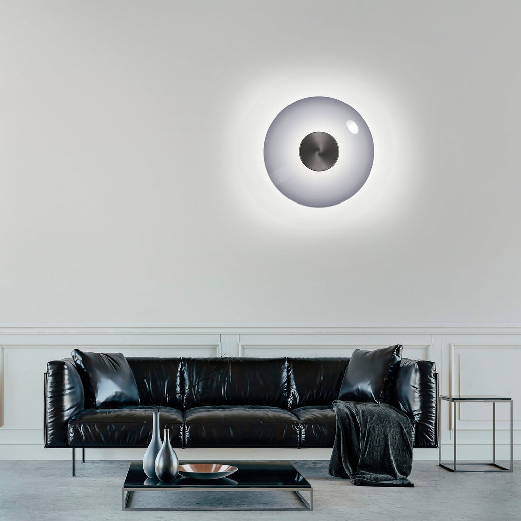 LED vegglampe Vitrum dimbar grå glass/aluminium bakside