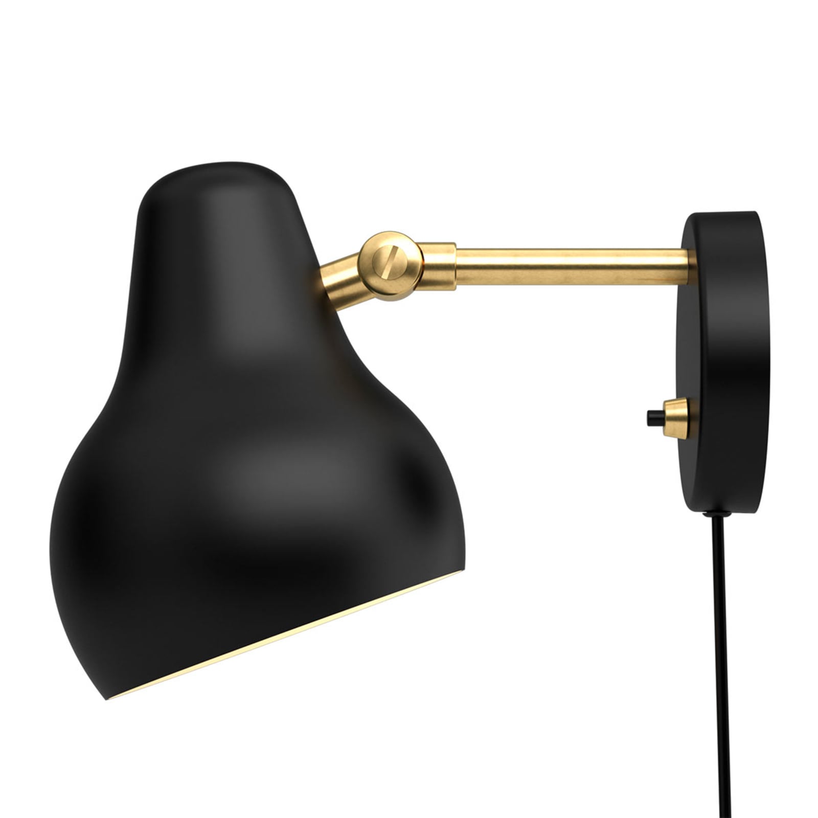 LED vegglampe VL38 dimbar svart/messing bakside